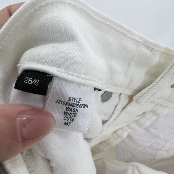 Veronica Beard Ryleigh Button Knee Rip High Rise Slim Straight Jeans White - Picture 7 of 7